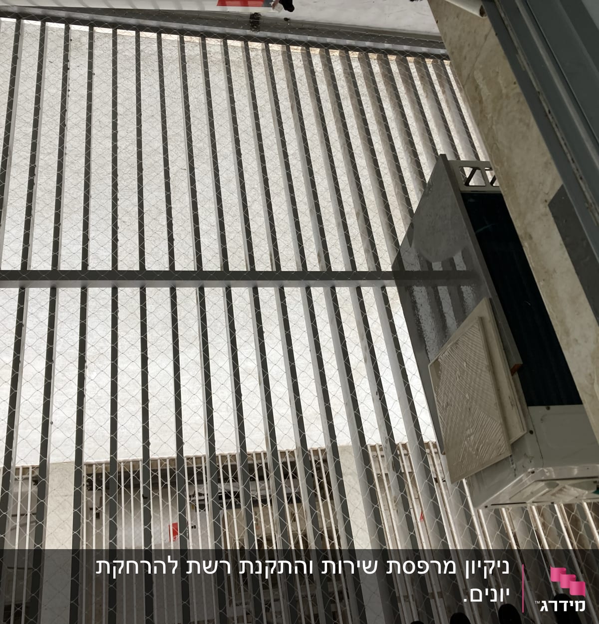 רשת מתכת מותקנת למניעת כניסת יונים